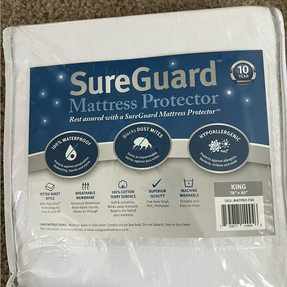 NWT SureGuard Mattress Protector King